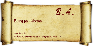 Bunya Absa névjegykártya